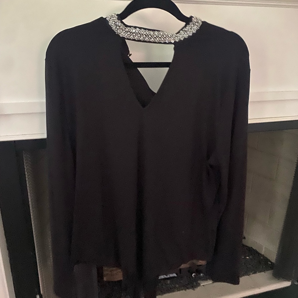 New York & Company Black & Sequin bodysuit